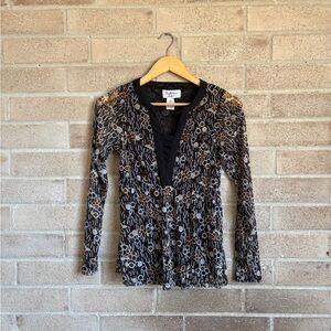 katherine y2k floral abstract printed  sheer long sleeve blouse